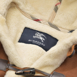 極美品 BURBERRY バーバリー キッズムートンジャケット BN656 日本製 ポリエステル アクリル ブラウン アイボリー 中古 4a006320