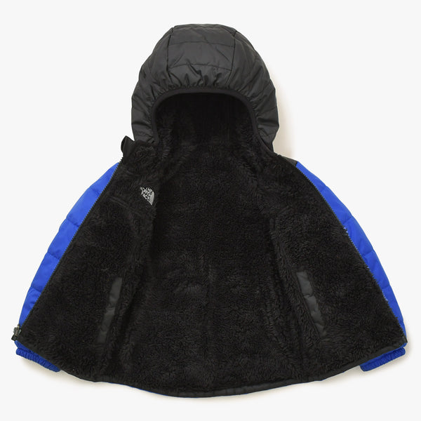 極美品 THE NORTH FACE ザノースフェイス フード付きダウンジャケット ベトナム製 ポリエステル ブラック ブルー サイズ3T/3B 中古 4a006322