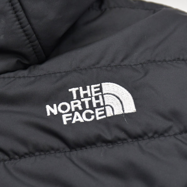 極美品 THE NORTH FACE ザノースフェイス フード付きダウンジャケット ベトナム製 ポリエステル ブラック ブルー サイズ3T/3B 中古 4a006322