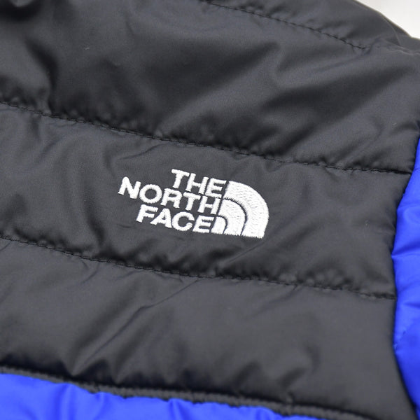 極美品 THE NORTH FACE ザノースフェイス フード付きダウンジャケット ベトナム製 ポリエステル ブラック ブルー サイズ3T/3B 中古 4a006322