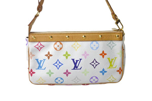 極美品 LOUIS VUITTON ルイヴィトン 村上隆 ホワイト ポシェットアクセソワール マルチカラー M92649 中古 63220