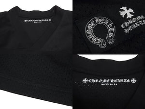 極美品 CHROME HEARTS クロムハーツ ウォームアップメッシュ半袖Ｔシャツ ブラック シルバー サイズL 中古 63456