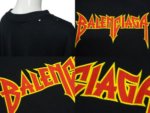 BALENCIAGA バレンシアガ docking long 長袖Tシャツ ブラック T-shirt 22SS 698631 黒 赤 コットン サイズ３ 中古 63457