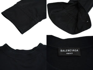 BALENCIAGA バレンシアガ docking long 長袖Tシャツ ブラック T-shirt 22SS 698631 黒 赤 コットン サイズ３ 中古 63457