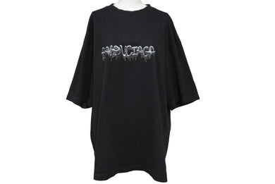 BALENCIAGA バレンシアガ スライムグラフィックロゴ 半袖Ｔシャツ 612966 2021SS 黒 ブラック 中古 63459