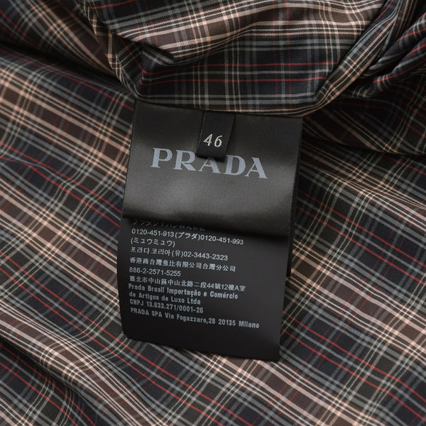 極美品 PRADA プラダ チェック柄トレンチ シャツコート SGC214 ブラック レッド グレー 46サイズ トライアングルロゴ 美品 中古 4a006346