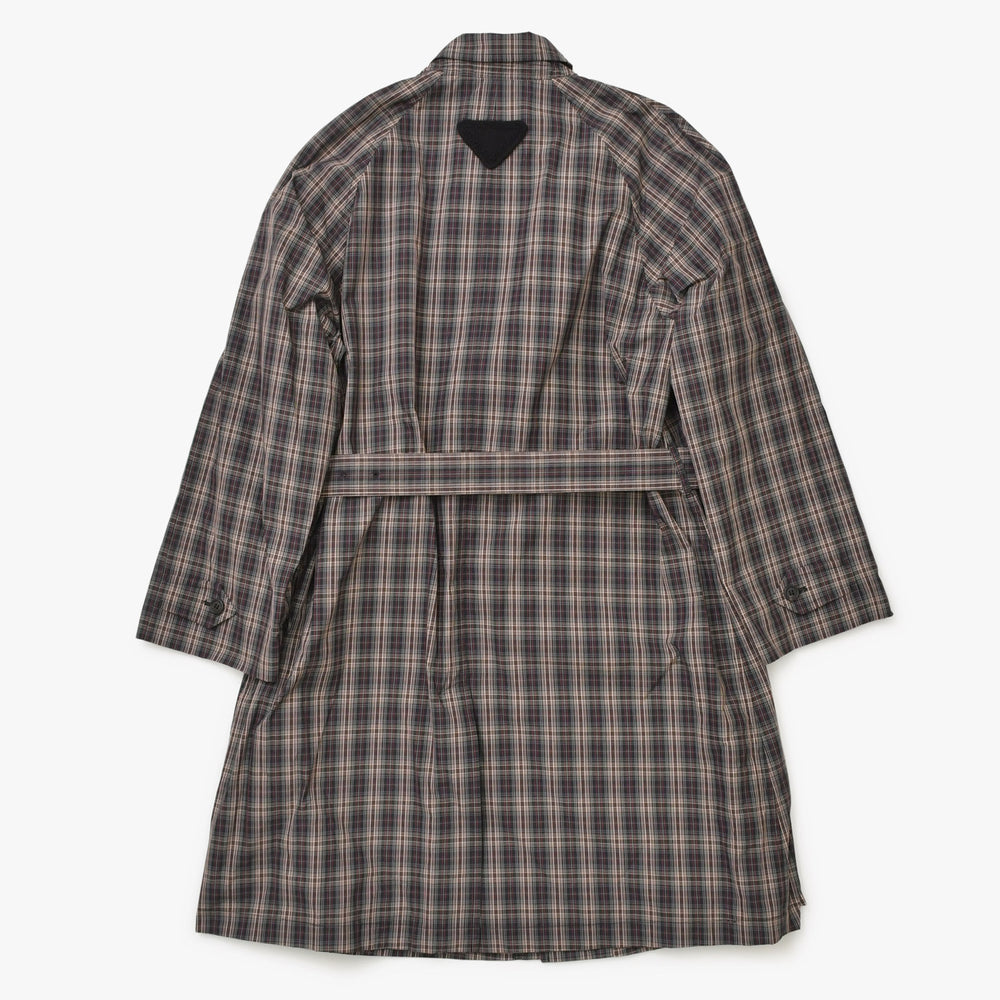 極美品 PRADA プラダ チェック柄トレンチ シャツコート SGC214 ブラック レッド グレー 46サイズ トライアングルロゴ 美品 中古 4a006346