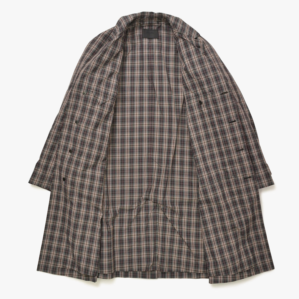 Very Good Condition PRADA Plaid Trench Shirt Coat SGC214 Black Red Gray 46 Size Triangle Logo Good Condition Used 4a006346