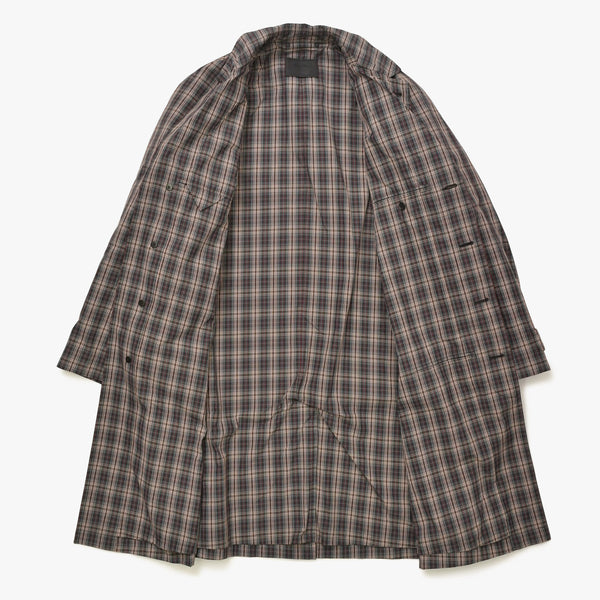 極美品 PRADA プラダ チェック柄トレンチ シャツコート SGC214 ブラック レッド グレー 46サイズ トライアングルロゴ 美品 中古 4a006346