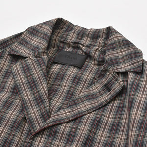 極美品 PRADA プラダ チェック柄トレンチ シャツコート SGC214 ブラック レッド グレー 46サイズ トライアングルロゴ 美品 中古 4a006346