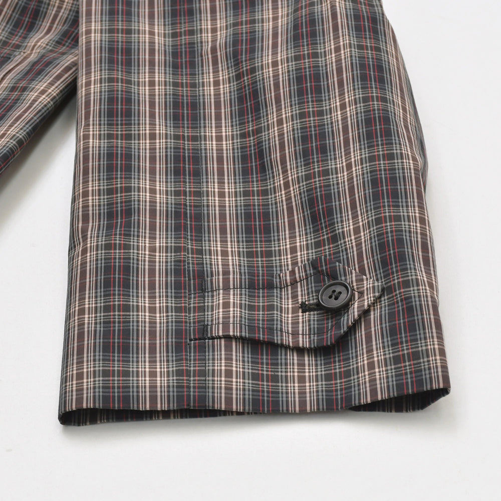 Very Good Condition PRADA Plaid Trench Shirt Coat SGC214 Black Red Gray 46 Size Triangle Logo Good Condition Used 4a006346