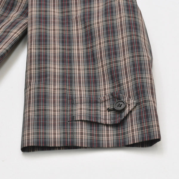 極美品 PRADA プラダ チェック柄トレンチ シャツコート SGC214 ブラック レッド グレー 46サイズ トライアングルロゴ 美品 中古 4a006346