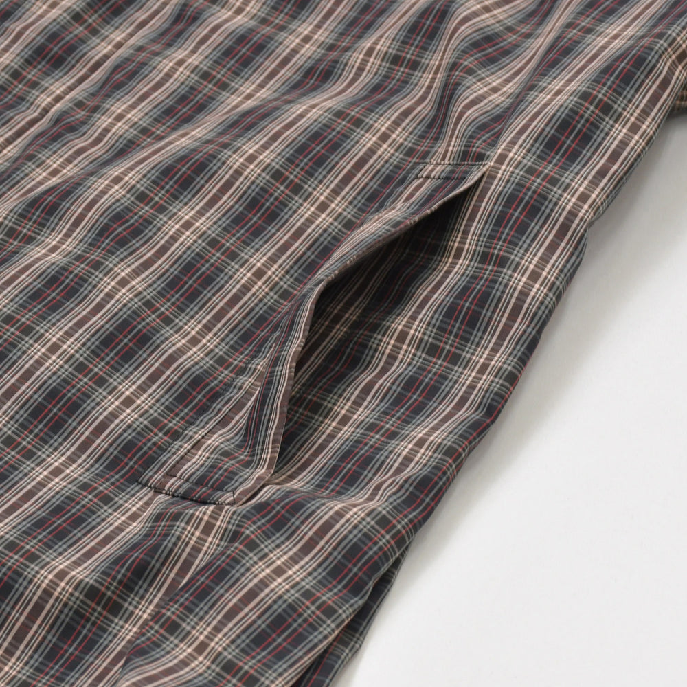 Very Good Condition PRADA Plaid Trench Shirt Coat SGC214 Black Red Gray 46 Size Triangle Logo Good Condition Used 4a006346