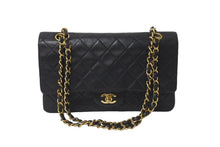 画像をギャラリービューアに読み込む, CHANEL シャネル チェーンショルダーバッグ Wフラップ マトラッセ25 ラムスキン 2番台 ブラック ゴールド金具 美品 中古 63471