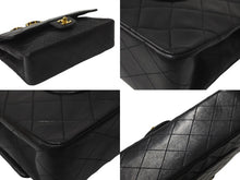 画像をギャラリービューアに読み込む, CHANEL シャネル チェーンショルダーバッグ Wフラップ マトラッセ25 ラムスキン 2番台 ブラック ゴールド金具 美品 中古 63471