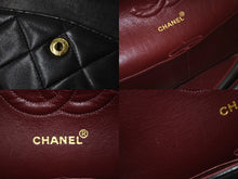 画像をギャラリービューアに読み込む, CHANEL シャネル チェーンショルダーバッグ Wフラップ マトラッセ25 ラムスキン 2番台 ブラック ゴールド金具 美品 中古 63471