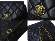 画像をギャラリービューアに読み込む, CHANEL シャネル マトラッセ リュック Wココマーク バックパック ココマーク 2番台 1993年 ラムスキン ブラック ゴールド金具 良品 中古 63472