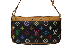 LOUIS VUITTON ルイヴィトン ポシェットアクセソワール アクセサリーポーチM92648 ノワール ブラック マルチカラー 美品 中古 63473