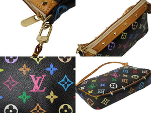 LOUIS VUITTON ルイヴィトン ポシェットアクセソワール アクセサリーポーチM92648 ノワール ブラック マルチカラー 美品 中古 63473