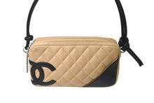 画像をギャラリービューアに読み込む, CHANEL シャネル ポーチ ハンドバッグ カンボンライン ココマーク 8番台 ラムスキン ベージュ ブラック 美品 中古 63476