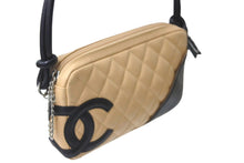 画像をギャラリービューアに読み込む, CHANEL シャネル ポーチ ハンドバッグ カンボンライン ココマーク 8番台 ラムスキン ベージュ ブラック 美品 中古 63476