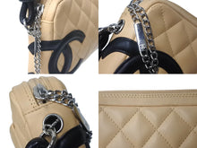画像をギャラリービューアに読み込む, CHANEL シャネル ポーチ ハンドバッグ カンボンライン ココマーク 8番台 ラムスキン ベージュ ブラック 美品 中古 63476