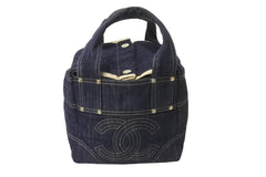 CHANEL Sparkling Denim Coco Mark Handbag A31985 No. 10 Indigo Navy Gold Hardware Good Condition Used 63477