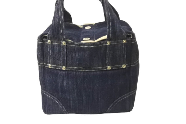 CHANEL Sparkling Denim Coco Mark Handbag A31985 No. 10 Indigo Navy Gold Hardware Good Condition Used 63477