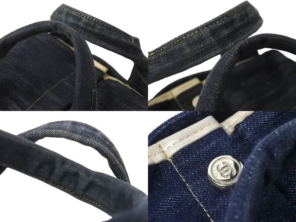 CHANEL Sparkling Denim Coco Mark Handbag A31985 No. 10 Indigo Navy Gold Hardware Good Condition Used 63477
