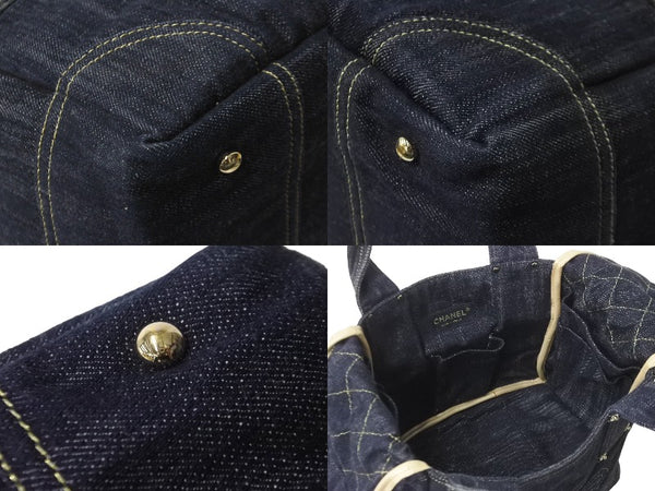 CHANEL Sparkling Denim Coco Mark Handbag A31985 No. 10 Indigo Navy Gold Hardware Good Condition Used 63477