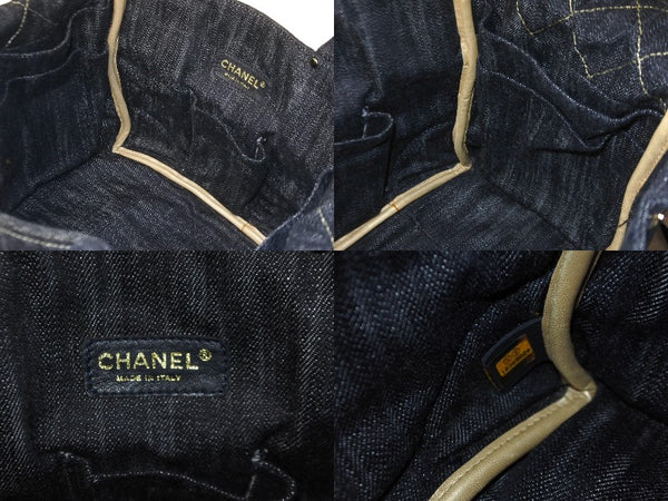 CHANEL Sparkling Denim Coco Mark Handbag A31985 No. 10 Indigo Navy Gold Hardware Good Condition Used 63477