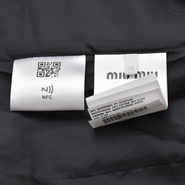 極美品 MIU MIU ミュウミュウ サテンショールカラー テーラードジャケット MH1801 ブラック 36サイズ ライトアウター 中古 4a006348