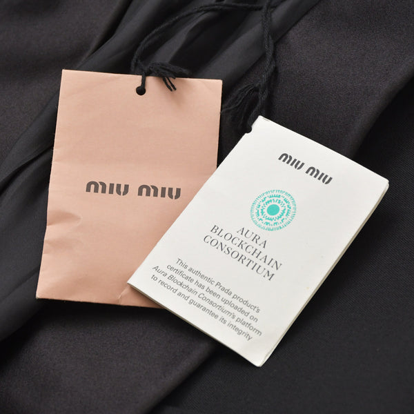極美品 MIU MIU ミュウミュウ サテンショールカラー テーラードジャケット MH1801 ブラック 36サイズ ライトアウター 中古 4a006348