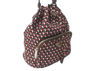 Load image into Gallery viewer, PRADA プラダ ハンドバッグ 1n1863 巾着 ミニバッグ 総柄 マルチカラー ナイロン レザー シルバー金具 良品 中古 63493