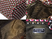 Load image into Gallery viewer, PRADA プラダ ハンドバッグ 1n1863 巾着 ミニバッグ 総柄 マルチカラー ナイロン レザー シルバー金具 良品 中古 63493