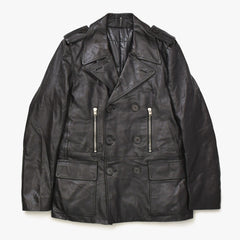 極美品 DIOR HOMME ディオール オム コート ジャケット 2007AW エディ期 7H3530999928 レザー ブラック シルバー金具 サイズ46 中古 4a006352