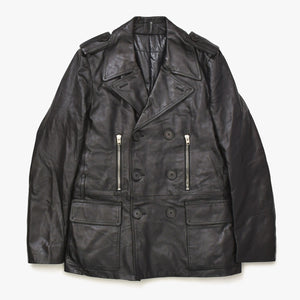 極美品 DIOR HOMME ディオール オム コート ジャケット 2007AW エディ期 7H3530999928 レザー ブラック シルバー金具 サイズ46 中古 4a006352