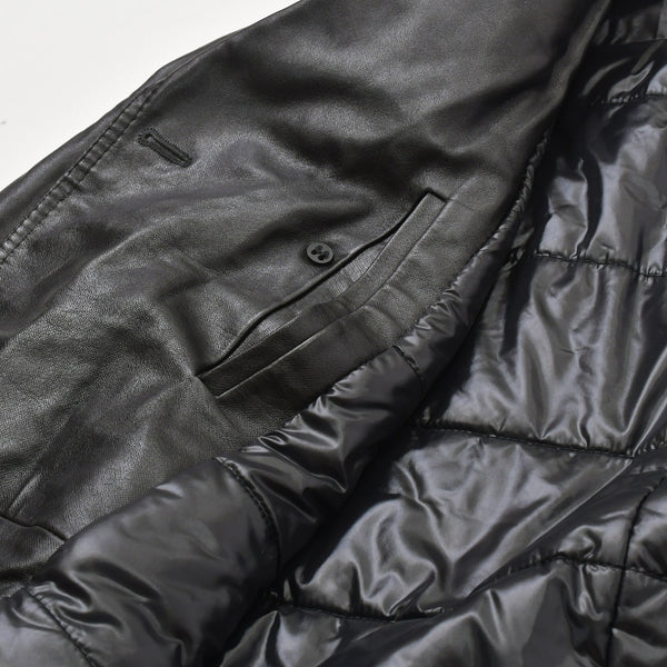 極美品 DIOR HOMME ディオール オム コート ジャケット 2007AW エディ期 7H3530999928 レザー ブラック シルバー金具 サイズ46 中古 4a006352