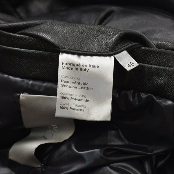 極美品 DIOR HOMME ディオール オム コート ジャケット 2007AW エディ期 7H3530999928 レザー ブラック シルバー金具 サイズ46 中古 4a006352