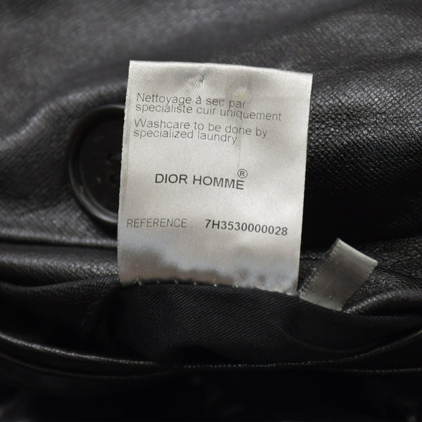 極美品 DIOR HOMME ディオール オム コート ジャケット 2007AW エディ期 7H3530999928 レザー ブラック シルバー金具 サイズ46 中古 4a006352