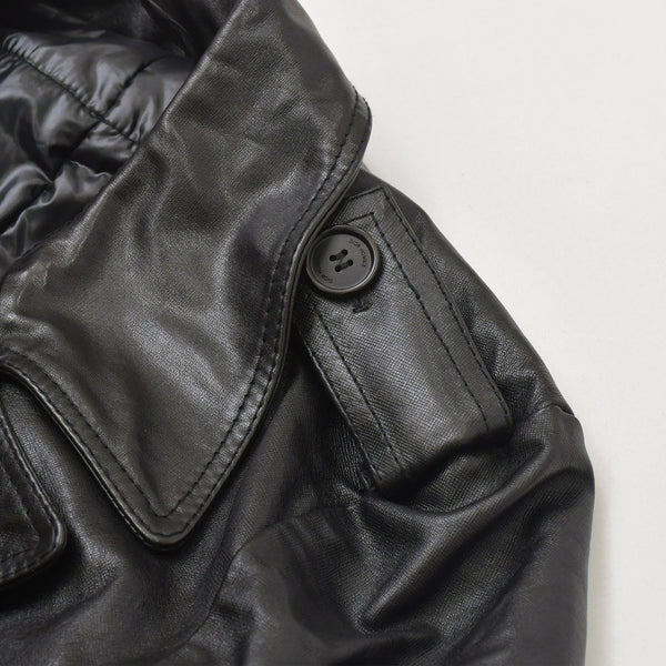 極美品 DIOR HOMME ディオール オム コート ジャケット 2007AW エディ期 7H3530999928 レザー ブラック シルバー金具 サイズ46 中古 4a006352