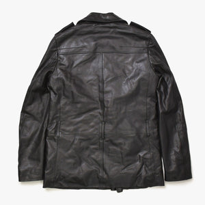 極美品 DIOR HOMME ディオール オム コート ジャケット 2007AW エディ期 7H3530999928 レザー ブラック シルバー金具 サイズ46 中古 4a006352