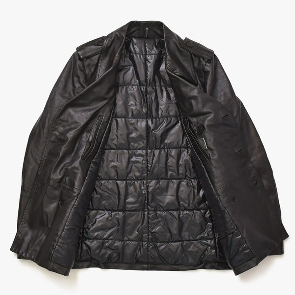 極美品 DIOR HOMME ディオール オム コート ジャケット 2007AW エディ期 7H3530999928 レザー ブラック シルバー金具 サイズ46 中古 4a006352