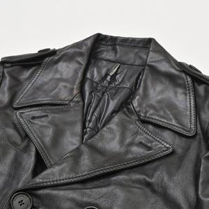 極美品 DIOR HOMME ディオール オム コート ジャケット 2007AW エディ期 7H3530999928 レザー ブラック シルバー金具 サイズ46 中古 4a006352