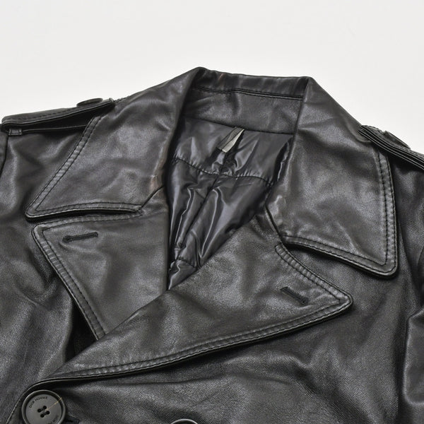 極美品 DIOR HOMME ディオール オム コート ジャケット 2007AW エディ期 7H3530999928 レザー ブラック シルバー金具 サイズ46 中古 4a006352