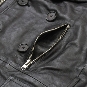 極美品 DIOR HOMME ディオール オム コート ジャケット 2007AW エディ期 7H3530999928 レザー ブラック シルバー金具 サイズ46 中古 4a006352