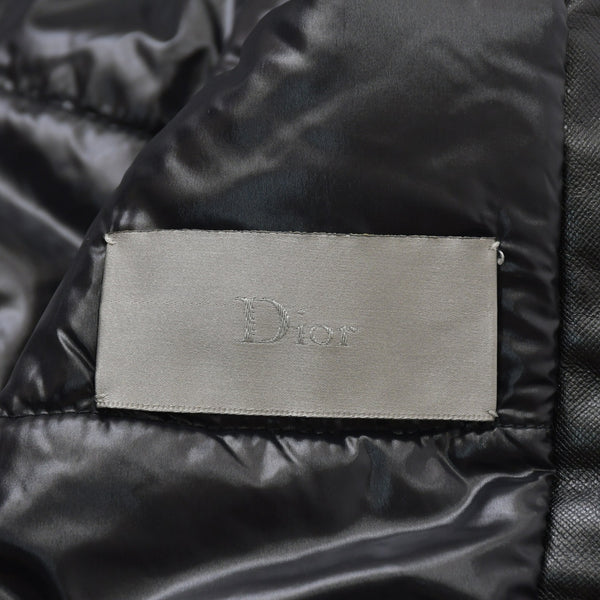 極美品 DIOR HOMME ディオール オム コート ジャケット 2007AW エディ期 7H3530999928 レザー ブラック シルバー金具 サイズ46 中古 4a006352
