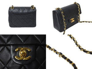 CHANEL シャネル ヴィンテージ ミニマトラッセチェーンショルダーバッグ19cm 1番台 ブラック ゴールド金具 美品 中古 63522 –  Casanova Vintage