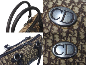 Christian Dior クリスチャンディオール ハンドバッグ トロッター ブラウン ベージュ シルバー金具 美品 中古 63523