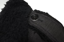画像をギャラリービューアに読み込む, CHANEL シャネル ダブルブレスコート P29494V19654 ボア ブラック シルバーボタン 06P サイズ46 美品 中古 63525